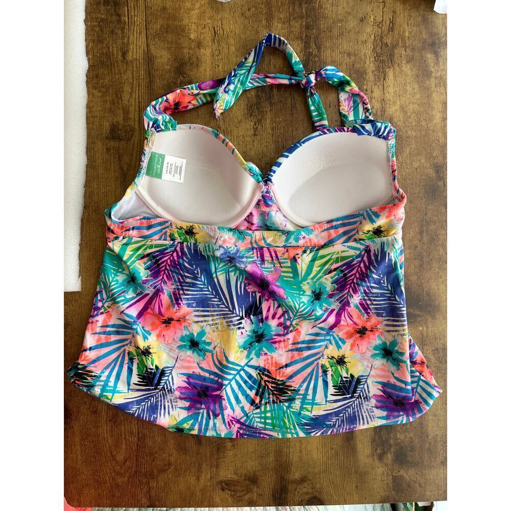 Collections By Catalina Womens L (12-14) Floral Palm Print Colorful Swim Top - Picture 4 of 5
